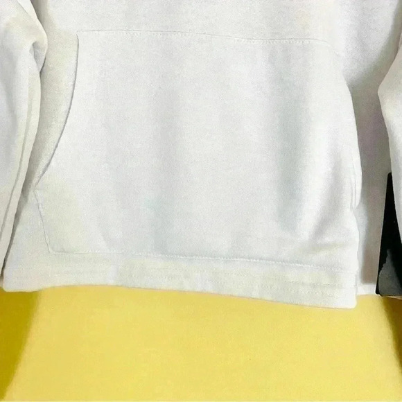 NWT Bebe White Logo Studded Long Sleeve Kangaroo Pocket Cropped Hoodie Size M - Picture 8 of 15